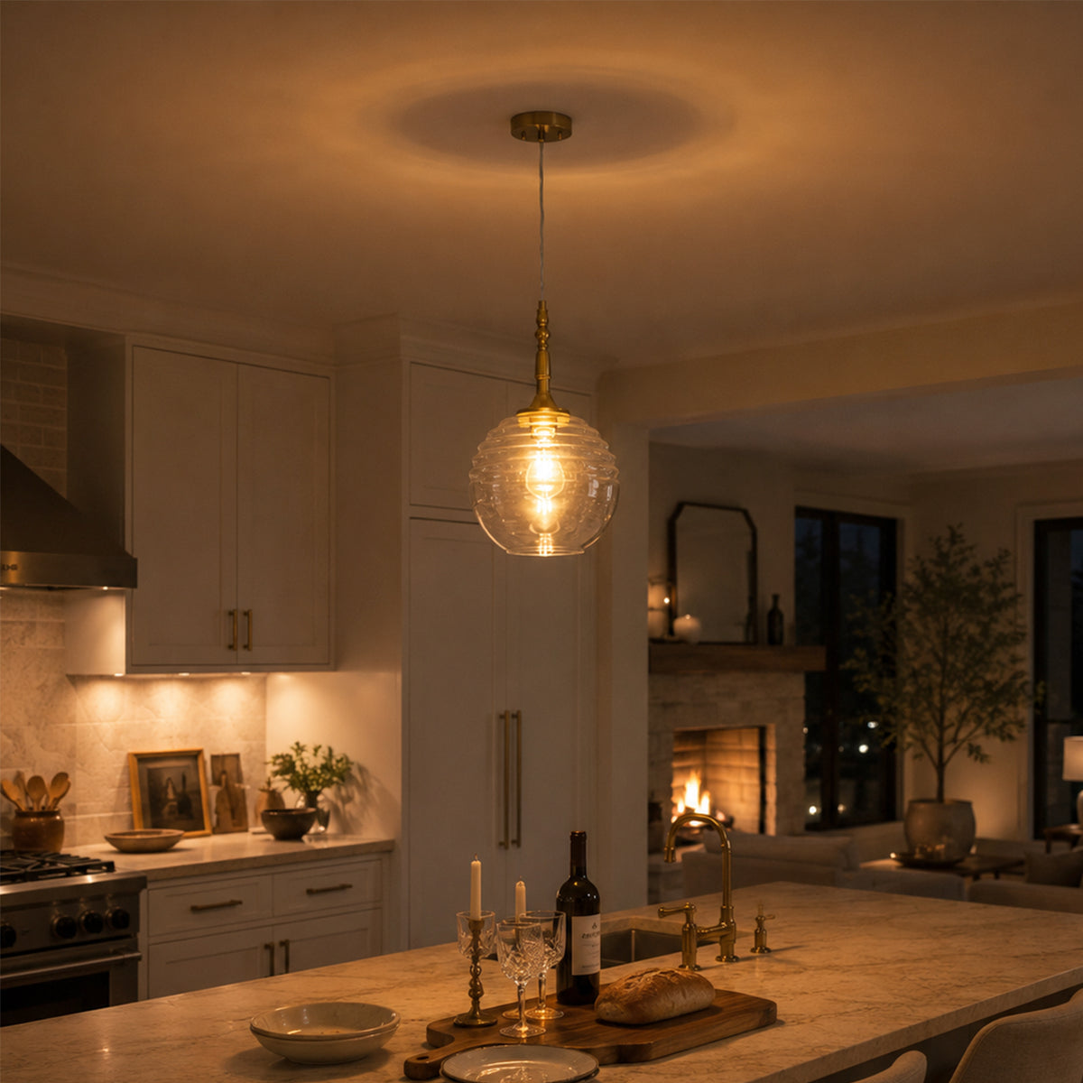 Clear Glass Globe Pendant Light Modern Transitional Hanging Light - product image 4 | Zenvolit