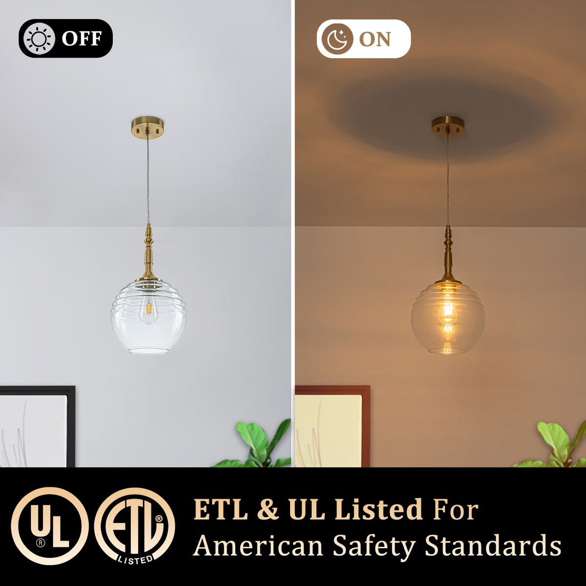 Clear Glass Globe Pendant Light Modern Transitional Hanging Light - product image 8 | Zenvolit
