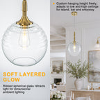 Clear Glass Globe Pendant Light Modern Transitional Hanging Light - product image 9 | Zenvolit