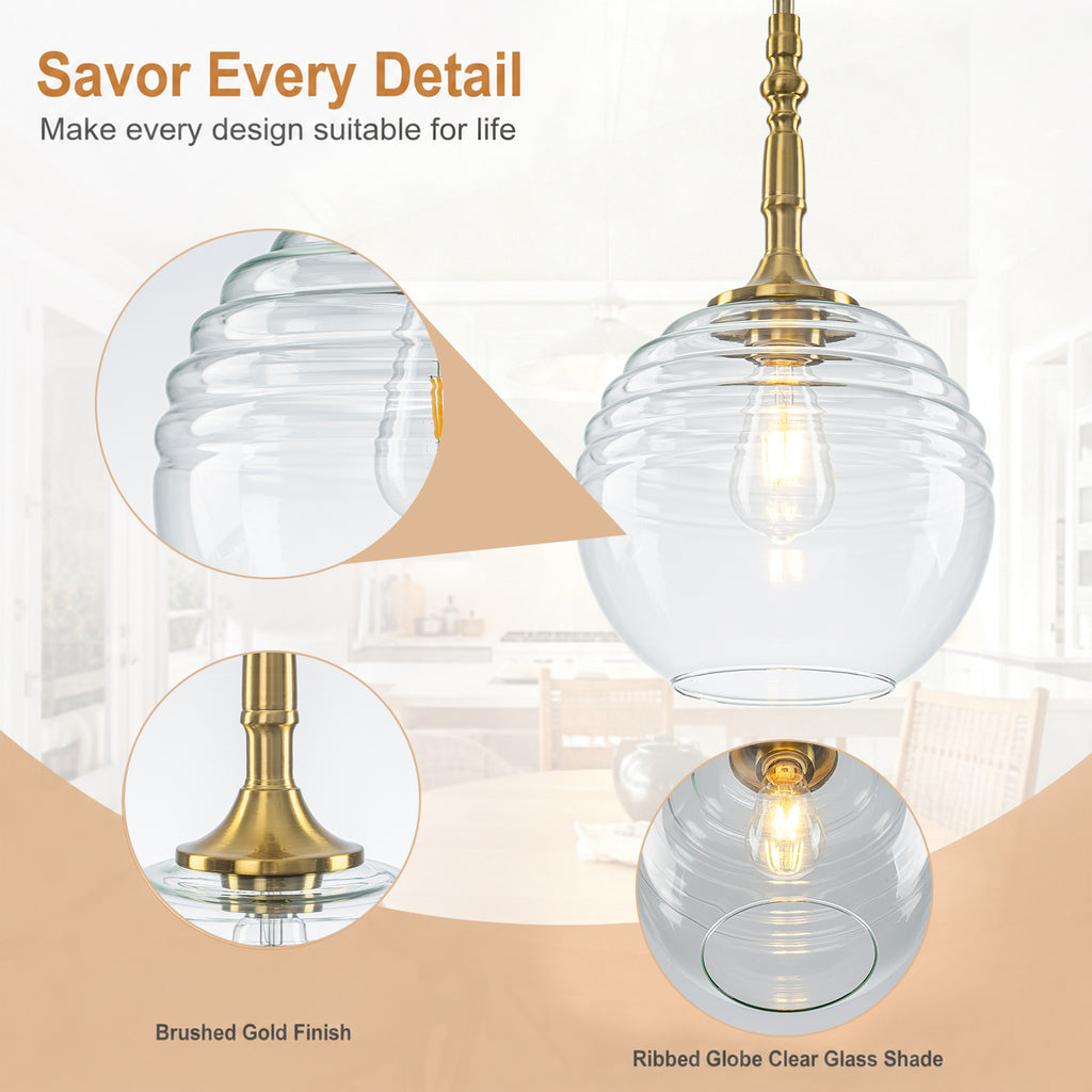 Clear Glass Globe Pendant Light Modern Transitional Hanging Light - product image 10 | Zenvolit
