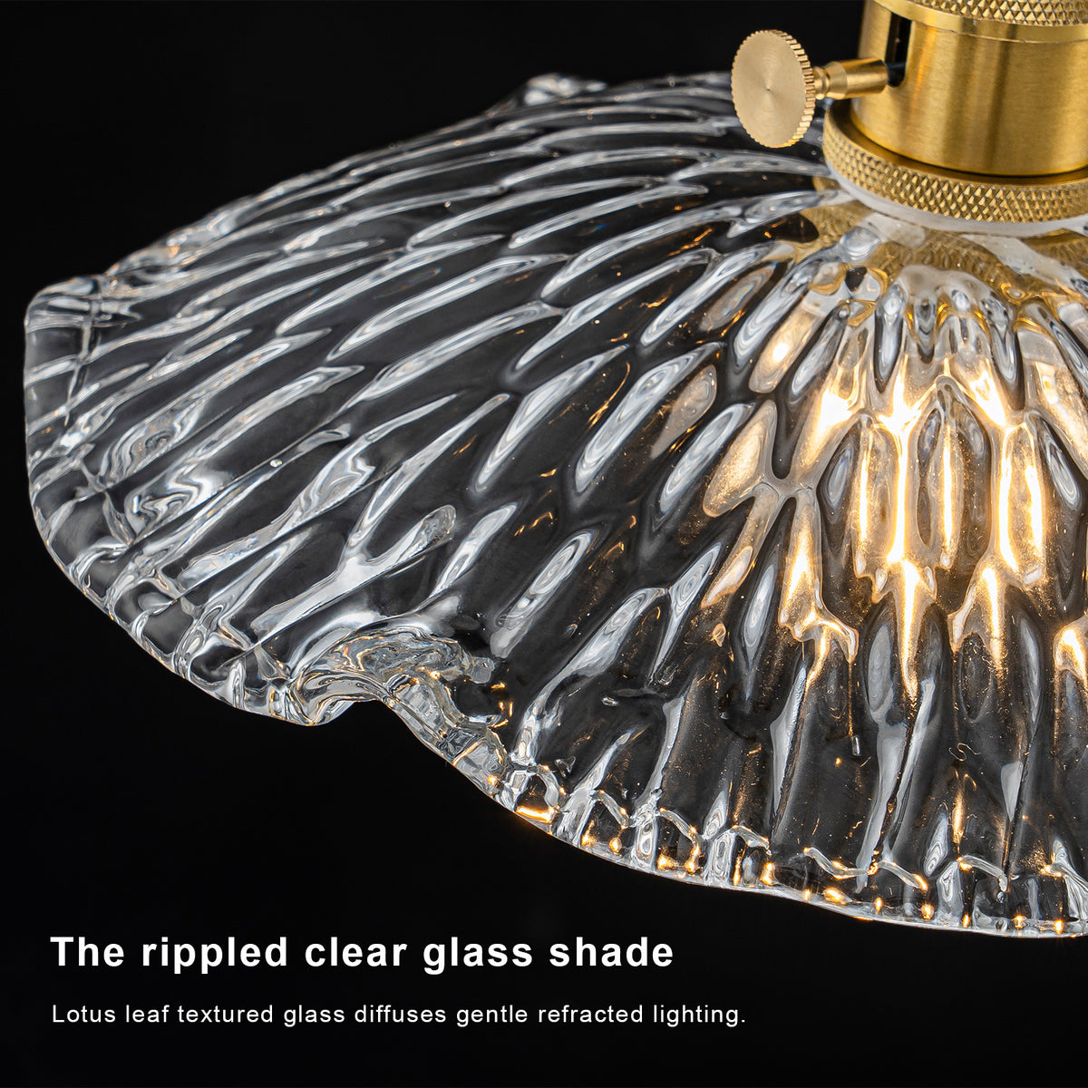 Modern Glass Pendant Light Clear Scalloped Glass Shade Dining Room - product image 9 | Zenvolit