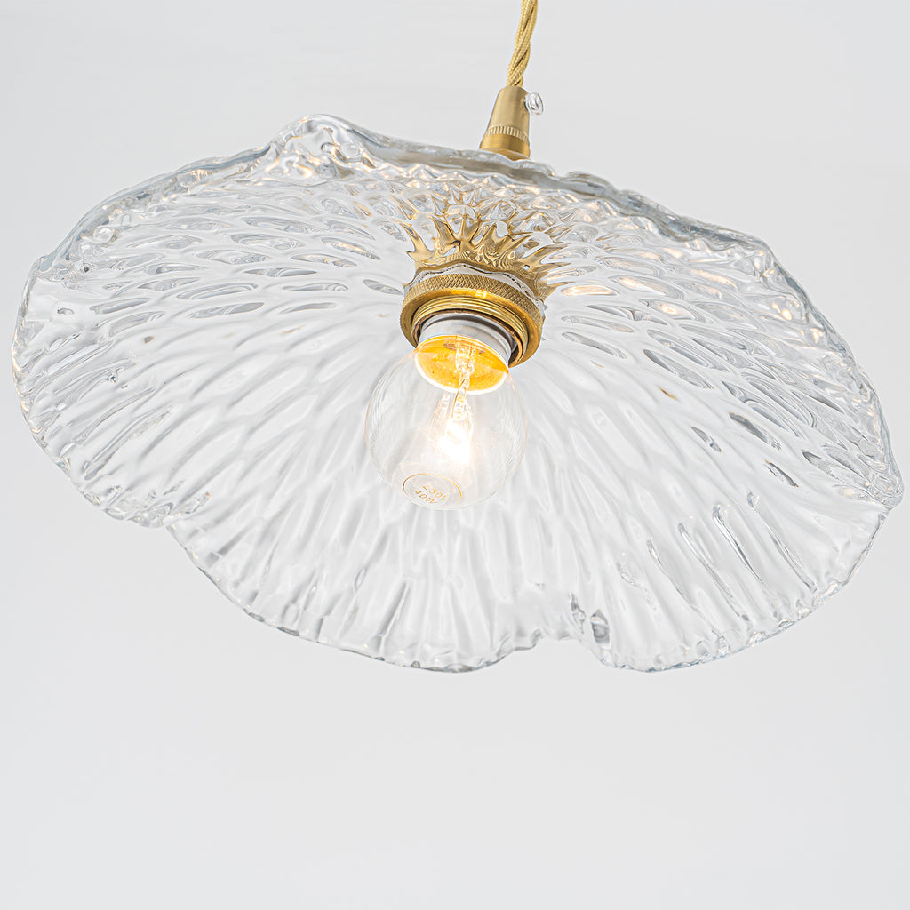 Modern Glass Pendant Light Clear Scalloped Glass Shade Dining Room - product image 11 | Zenvolit