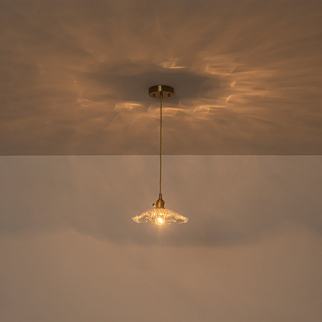 Modern Glass Pendant Light Clear Scalloped Glass Shade Dining Room - product image 13 | Zenvolit