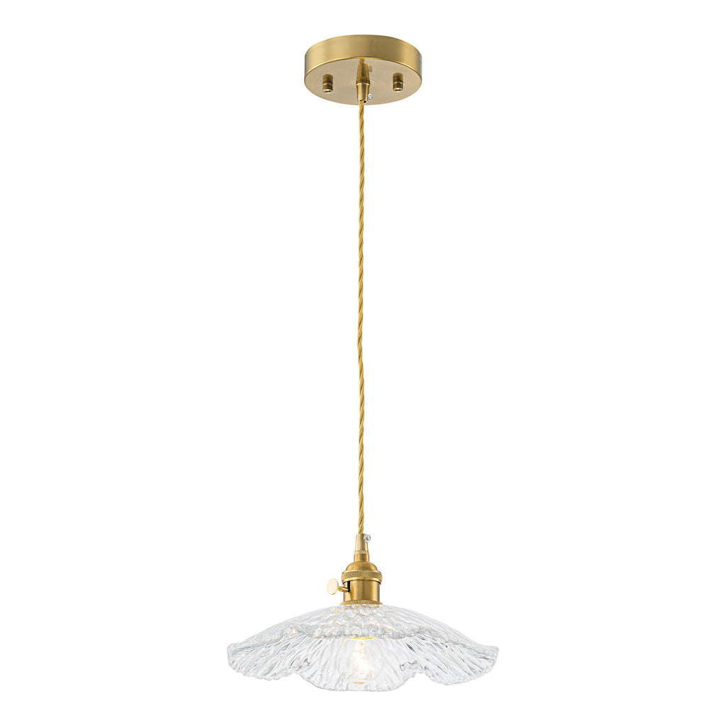 Modern Glass Pendant Light Clear Scalloped Glass Shade Dining Room - product image 15 | Zenvolit