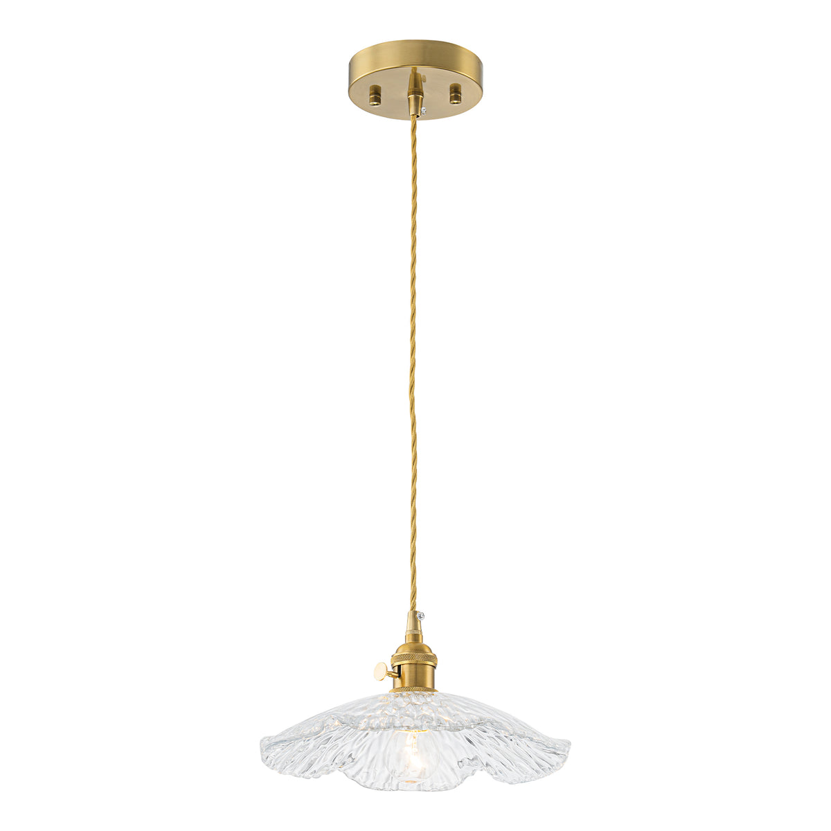 Modern Glass Pendant Light Clear Scalloped Glass Shade Dining Room - product image 15 | Zenvolit