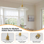 Modern Glass Pendant Light Clear Scalloped Glass Shade Dining Room - product image 16 | Zenvolit