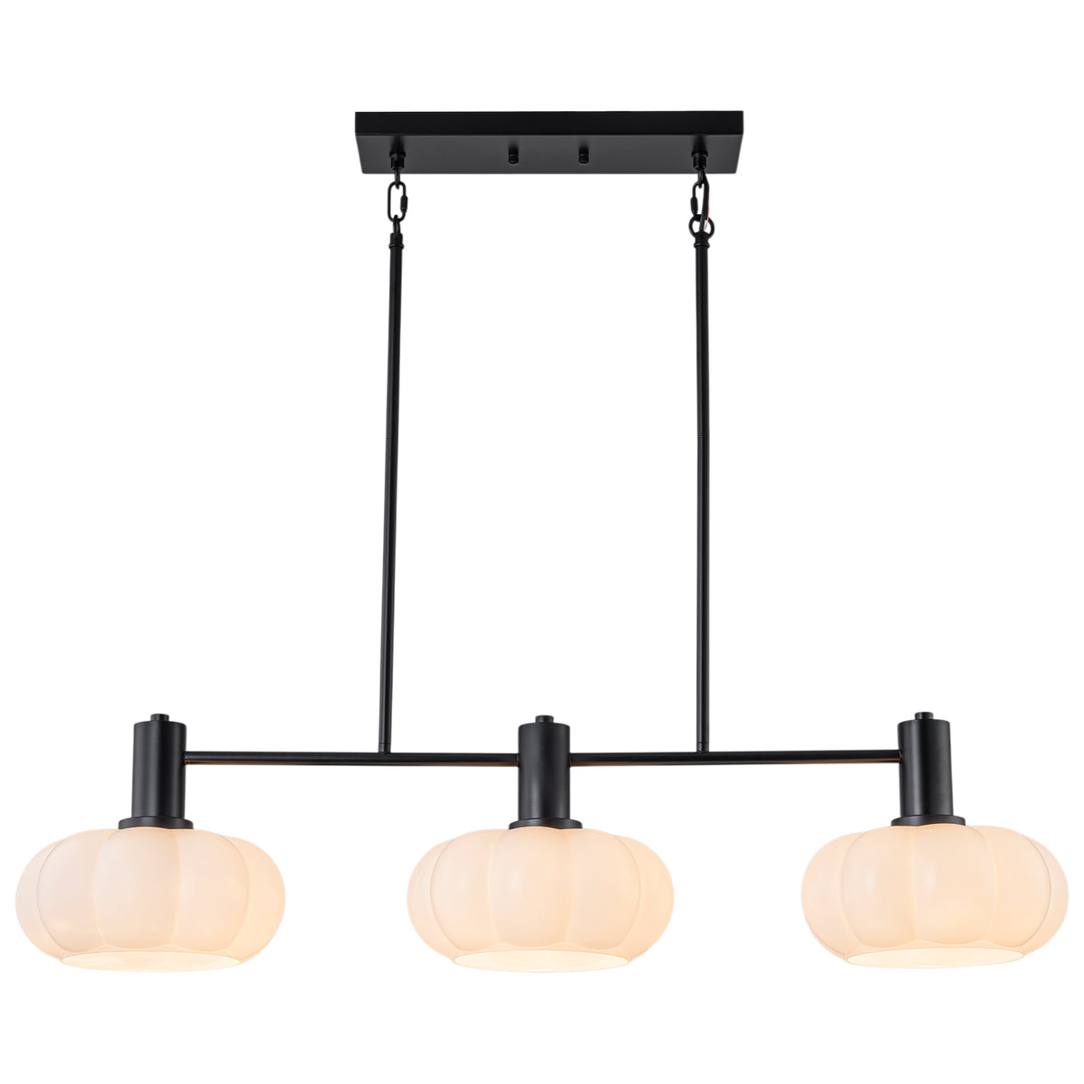 3 Light Linear Pendant Light Opal Pumpkin Glass Shades Kitchen Island - product image 1 | Zenvolit