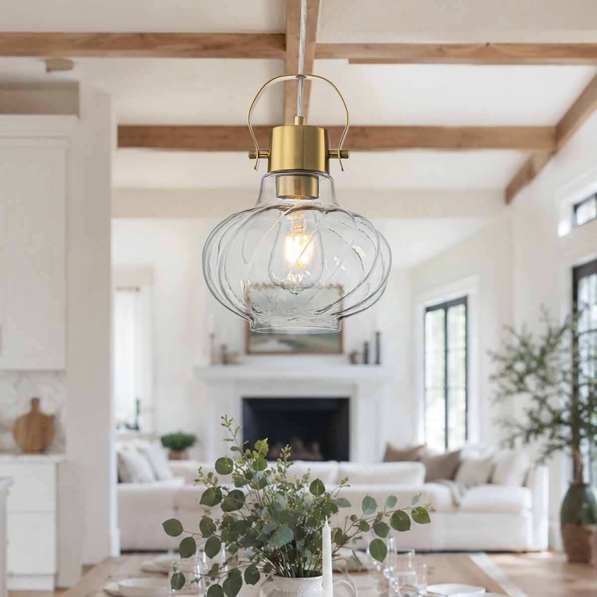 Glass Pendant Light Clear Vase Shaped Glass Shade Dining Room - product image 2 | Zenvolit