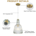 Glass Pendant Light Clear Textured Glass Vase Shade Kitchen Island - product image 9 | Zenvolit