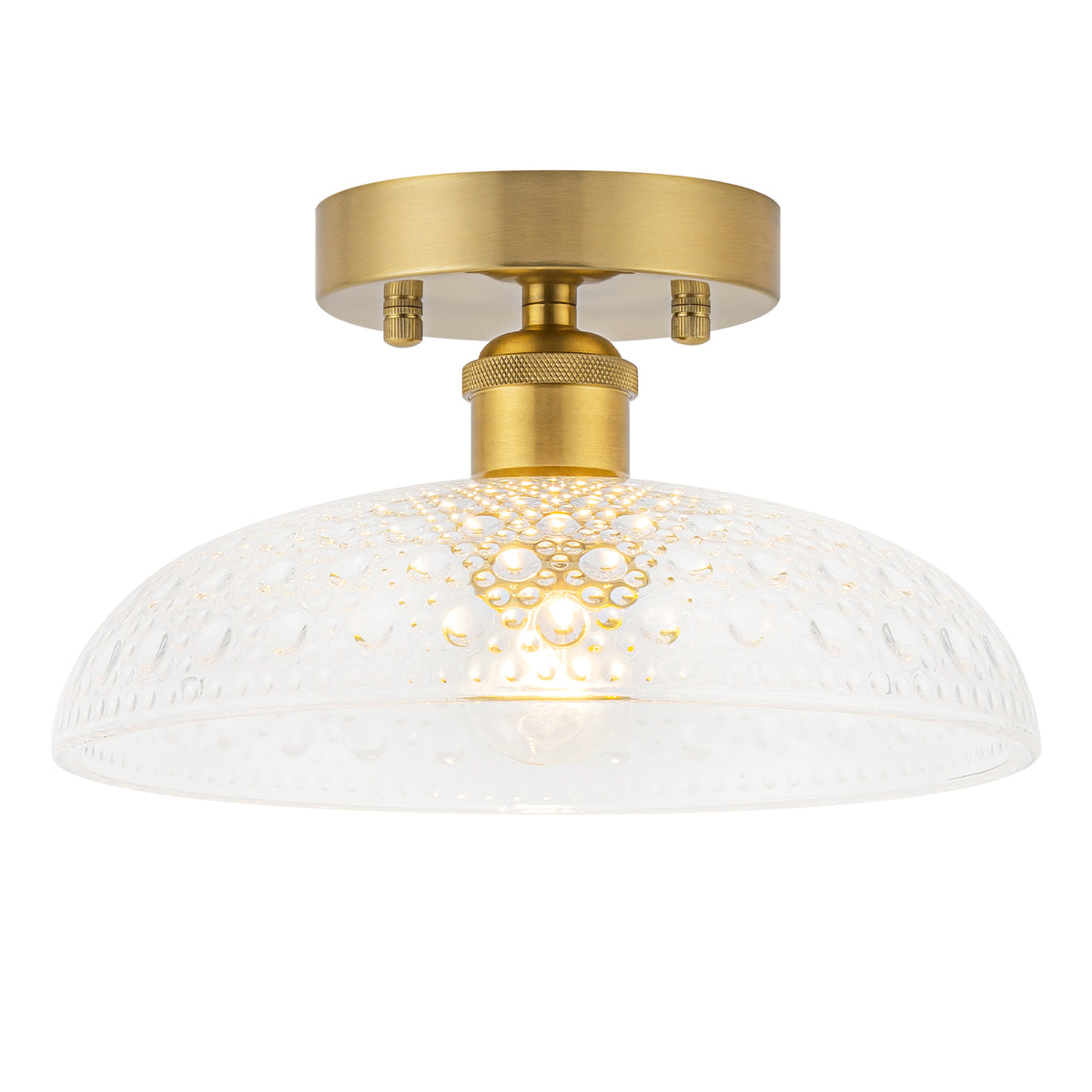 Flush Mount Ceiling Light Clear Seeded Glass Shade Bedroom Hallway - product image 1 | Zenvolit