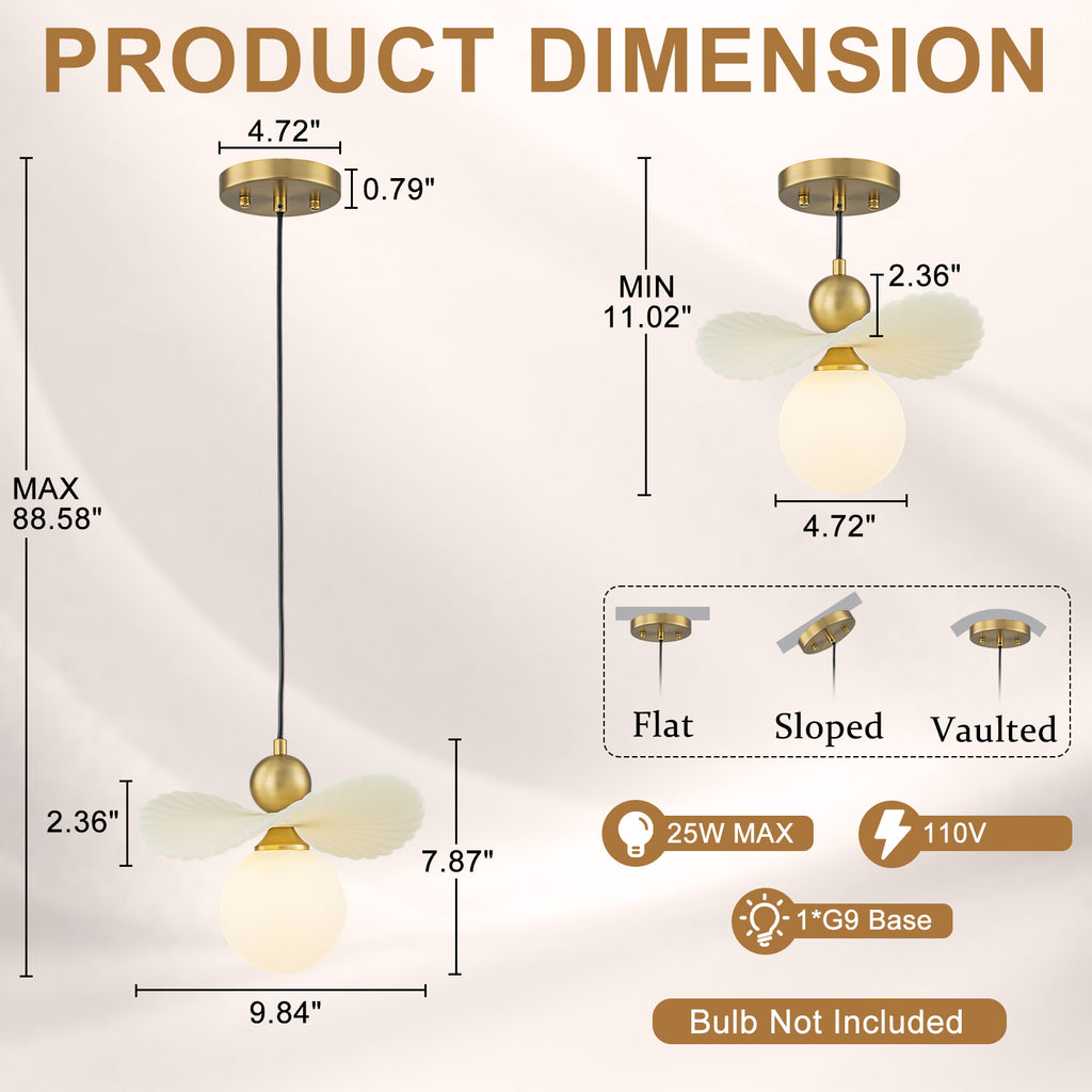 1 Light Pendant Lighting Opal Glass Globe Shade Modern Kitchen Island - product image 7 | Zenvolit