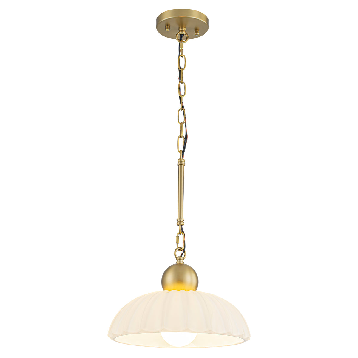 Modern Glass Pendant Lighting Ribbed Dome Shade Kitchen Island Light - product image 1 | Zenvolit