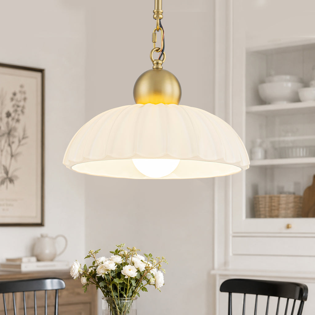 Modern Glass Pendant Lighting Ribbed Dome Shade Kitchen Island Light - product image 2 | Zenvolit