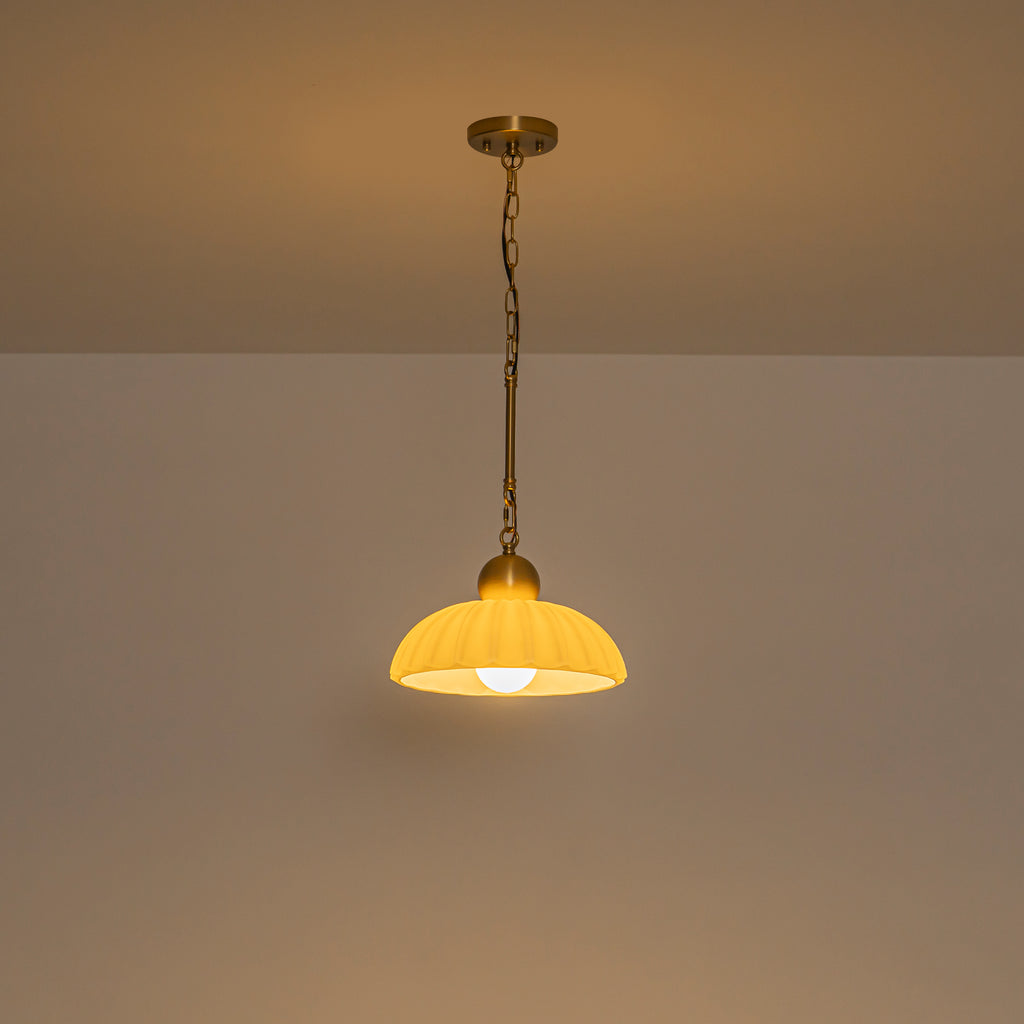 Modern Glass Pendant Lighting Ribbed Dome Shade Kitchen Island Light - product image 4 | Zenvolit