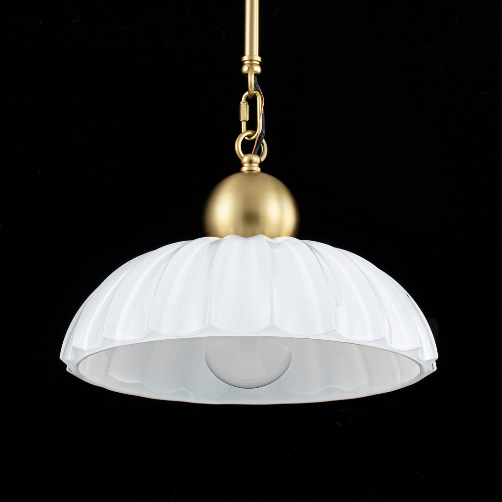 Modern Glass Pendant Lighting Ribbed Dome Shade Kitchen Island Light - product image 5 | Zenvolit
