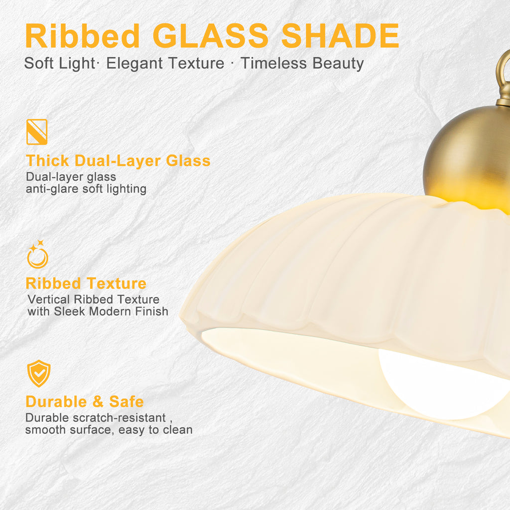 Modern Glass Pendant Lighting Ribbed Dome Shade Kitchen Island Light - product image 6 | Zenvolit