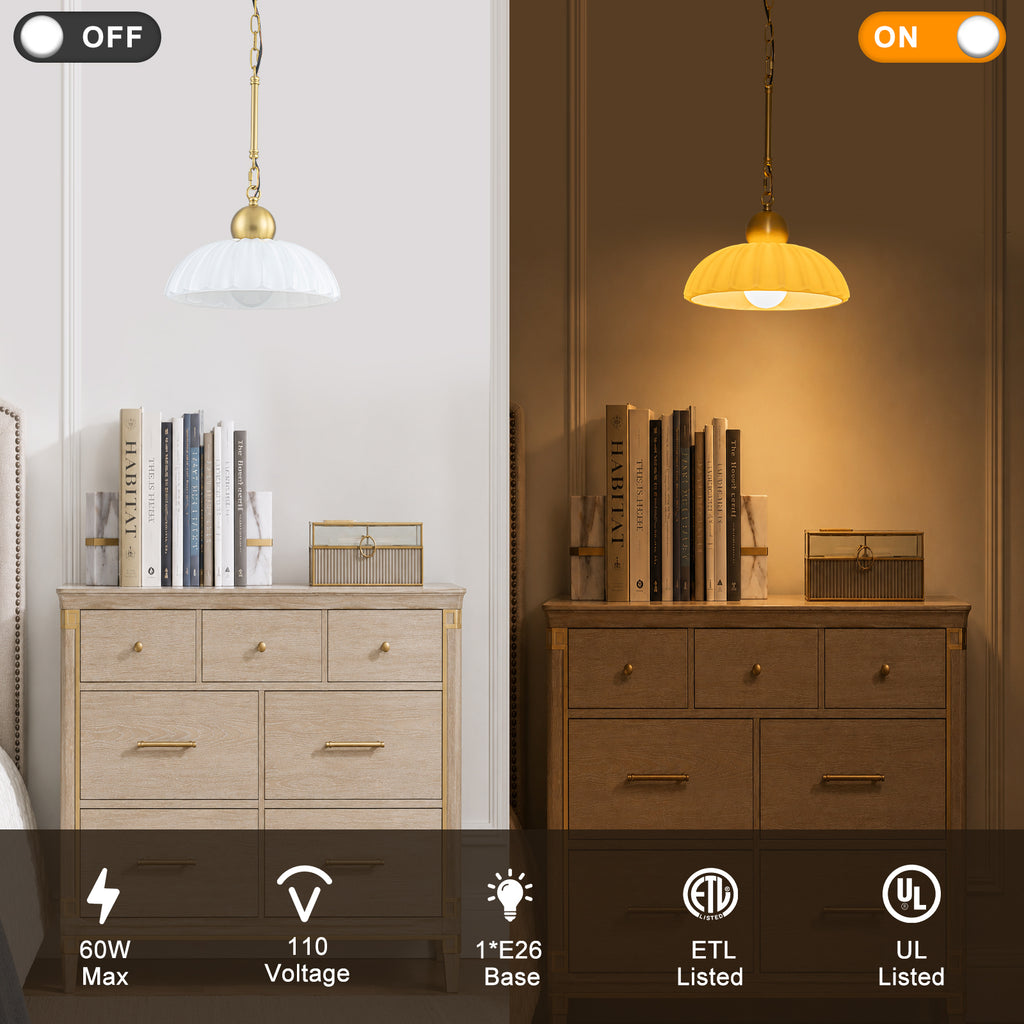 Modern Glass Pendant Lighting Ribbed Dome Shade Kitchen Island Light - product image 7 | Zenvolit