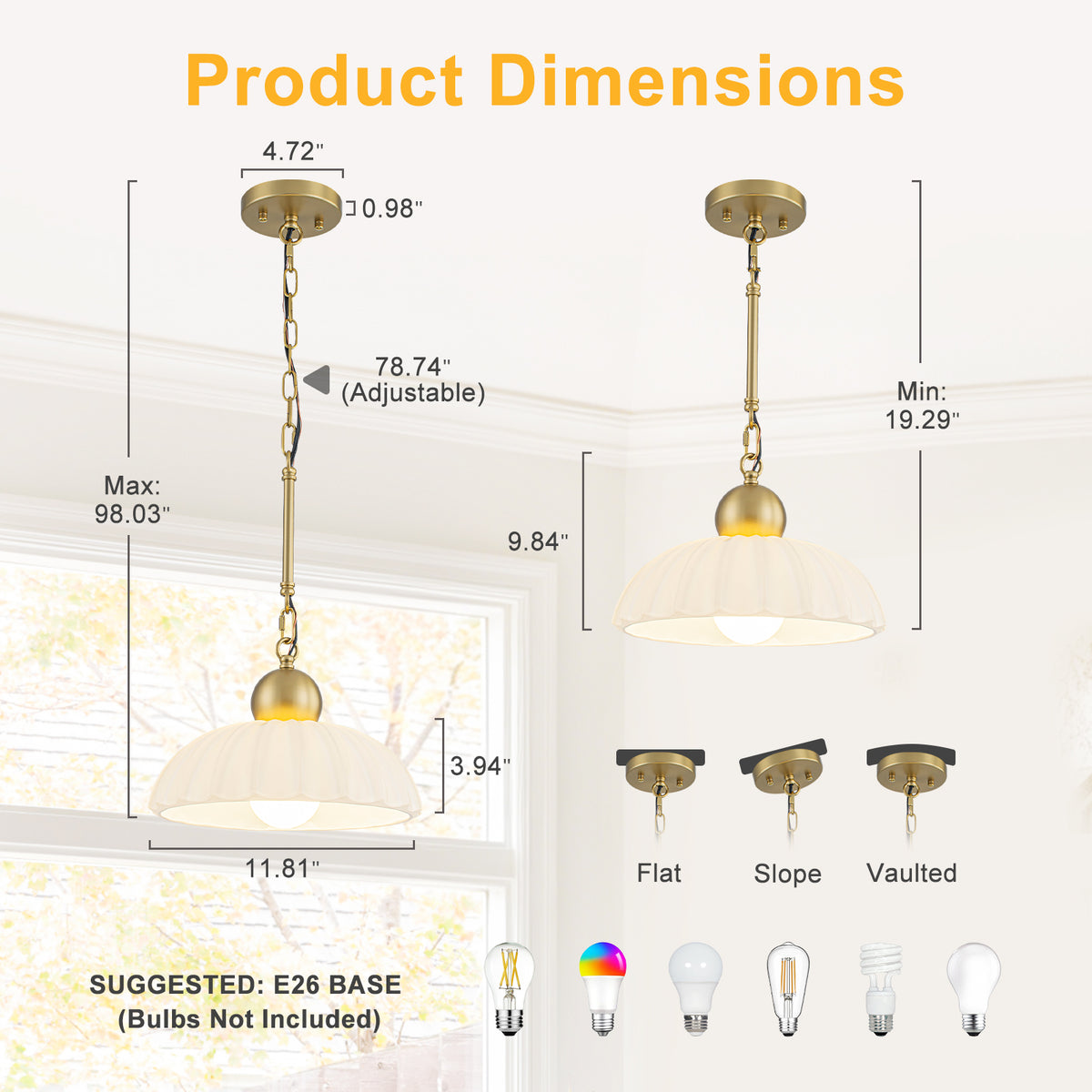 Modern Glass Pendant Lighting Ribbed Dome Shade Kitchen Island Light - product image 8 | Zenvolit