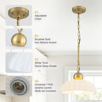 Modern Glass Pendant Lighting Ribbed Dome Shade Kitchen Island Light - product image 9 | Zenvolit