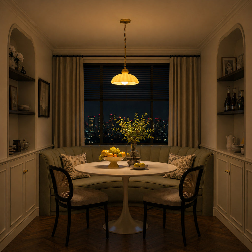 Modern Glass Pendant Lighting Ribbed Dome Shade Kitchen Island Light - product image 10 | Zenvolit
