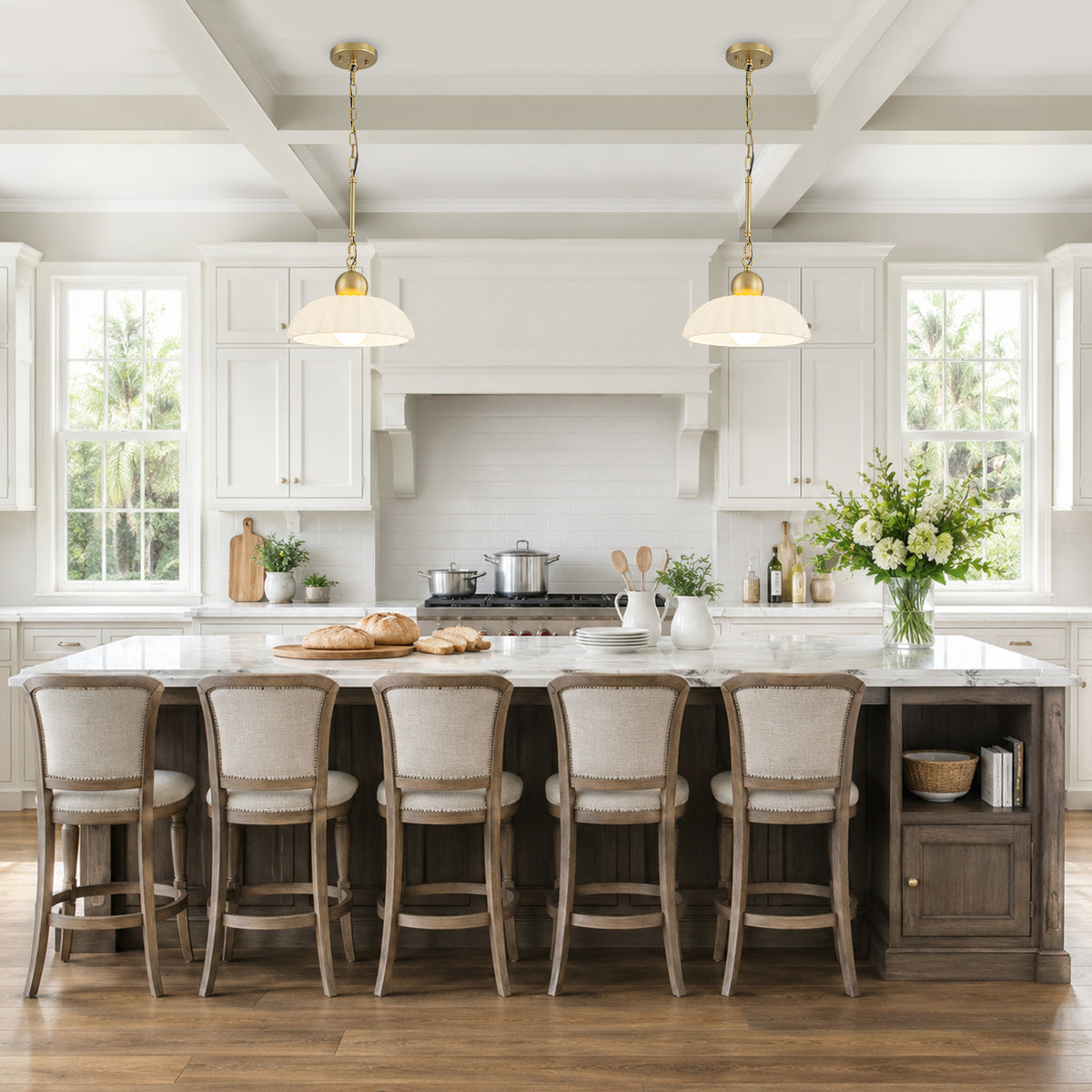 Modern Glass Pendant Lighting Ribbed Dome Shade Kitchen Island Light - product image 13 | Zenvolit