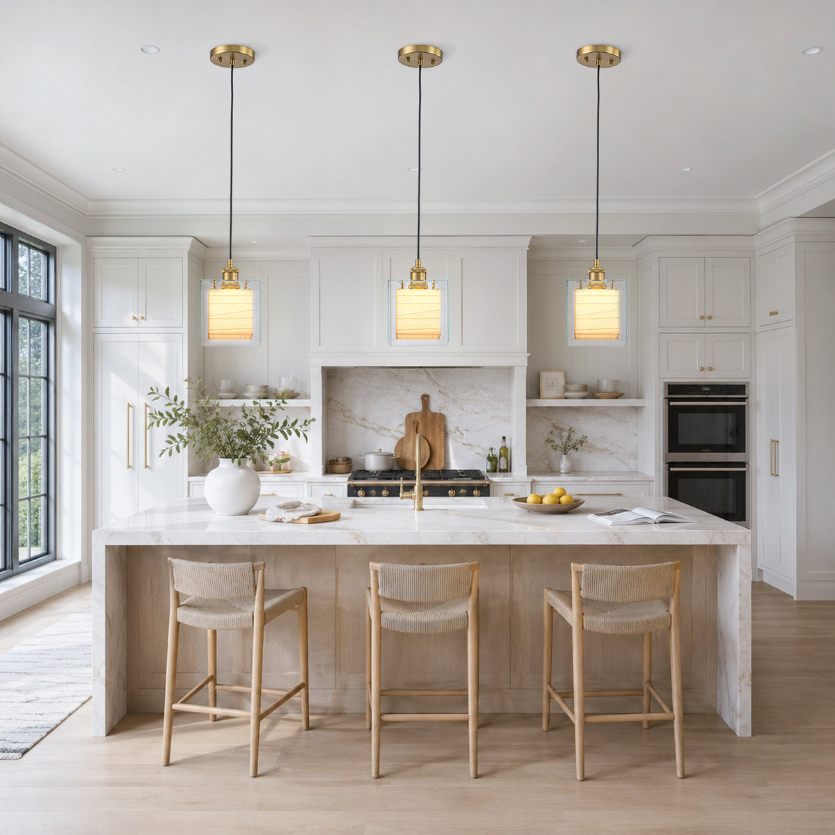 Modern Square Pendant Lighting Clear Glass Shade Geometric Kitchen - product image 3 | Zenvolit