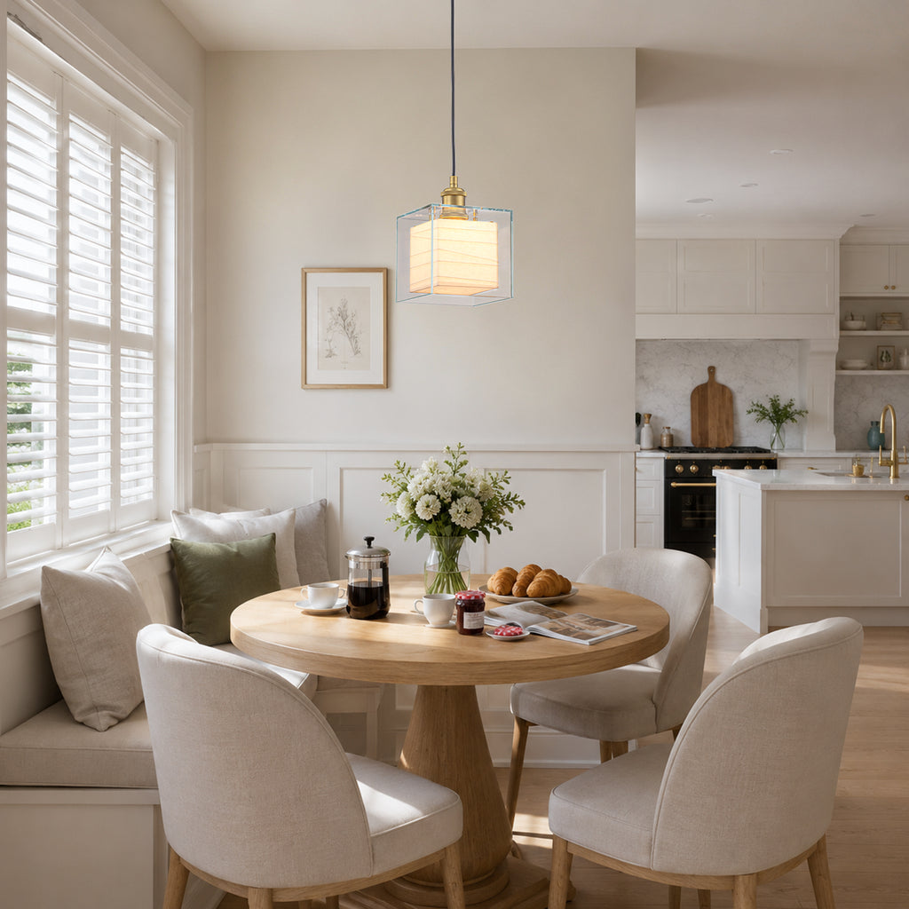 Modern Square Pendant Lighting Clear Glass Shade Geometric Kitchen - product image 5 | Zenvolit
