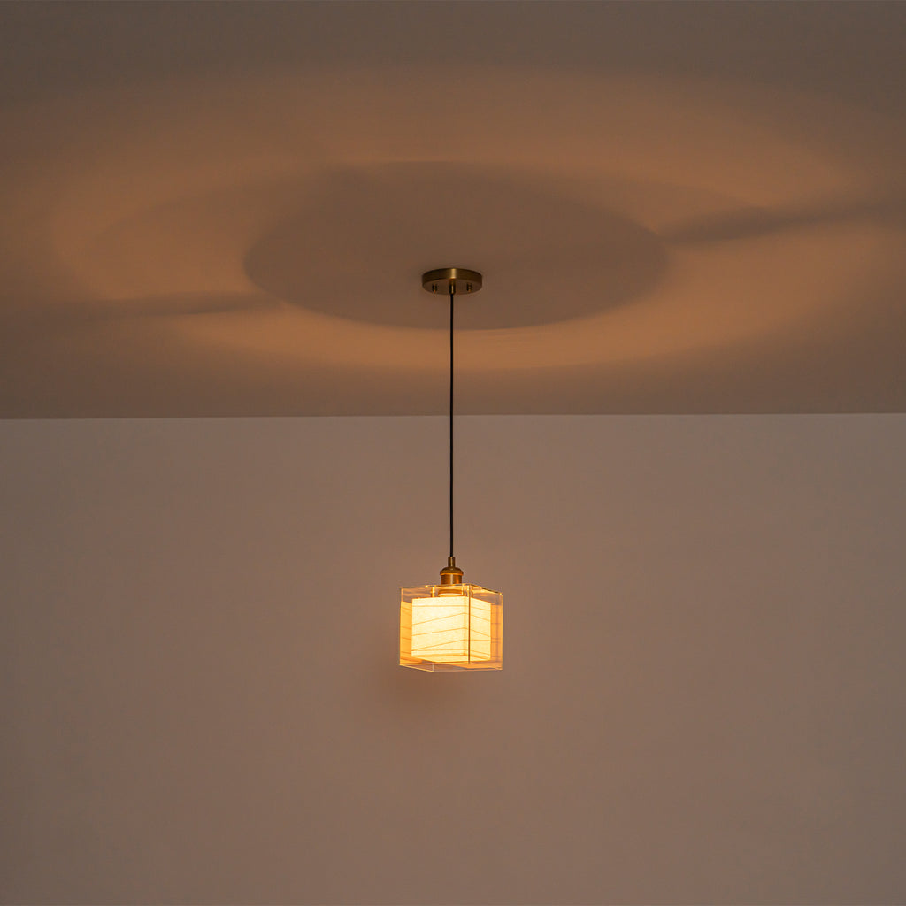 Modern Square Pendant Lighting Clear Glass Shade Geometric Kitchen - product image 10 | Zenvolit