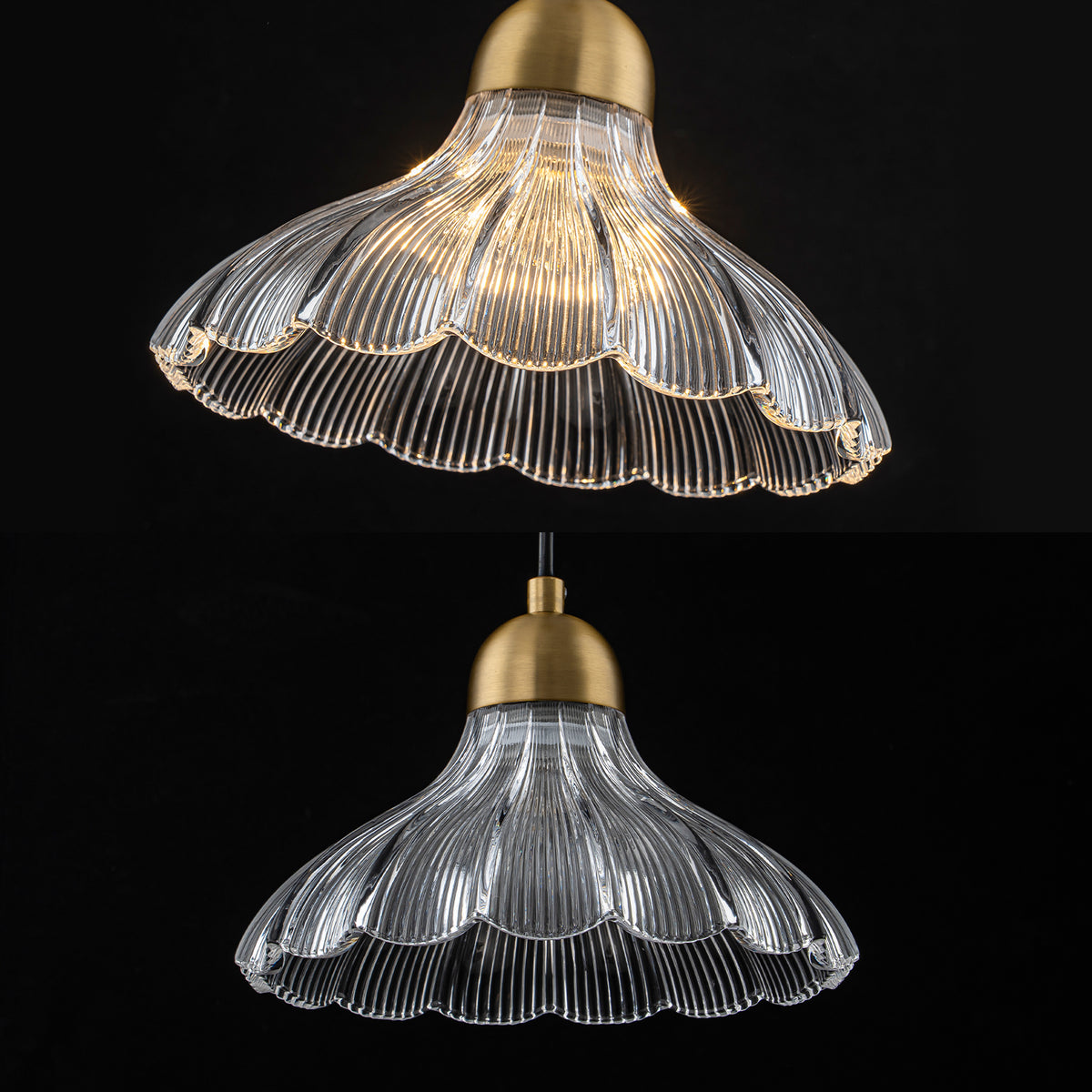 Modern Flower Pendant Light Floral Hanging Clear Petal Glass Shade - product image 3 | Zenvolit