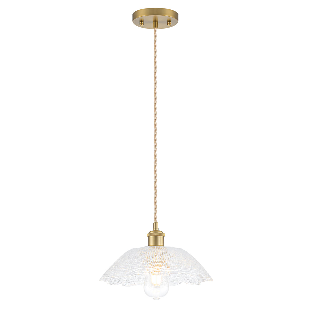 Mini Pendant Light Flared Corn Textured Clear Glass Adjustable Twisted - product image 1 | Zenvolit