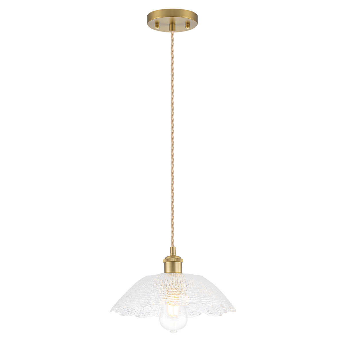 Mini Pendant Light Flared Corn Textured Clear Glass Adjustable Twisted - product image 1 | Zenvolit