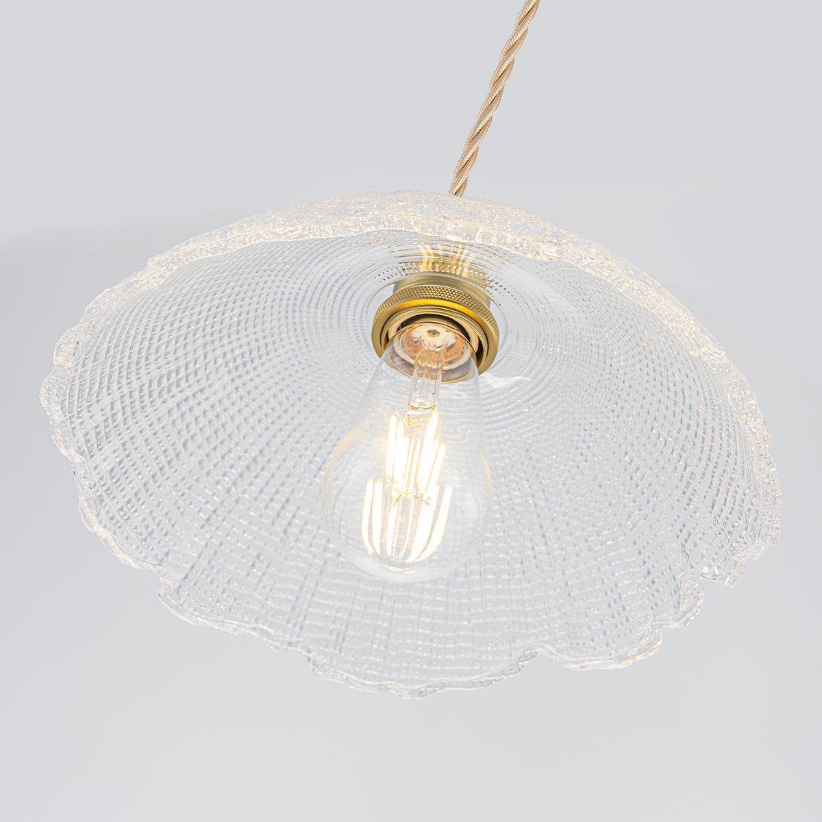 Mini Pendant Light Flared Corn Textured Clear Glass Adjustable Twisted - product image 3 | Zenvolit
