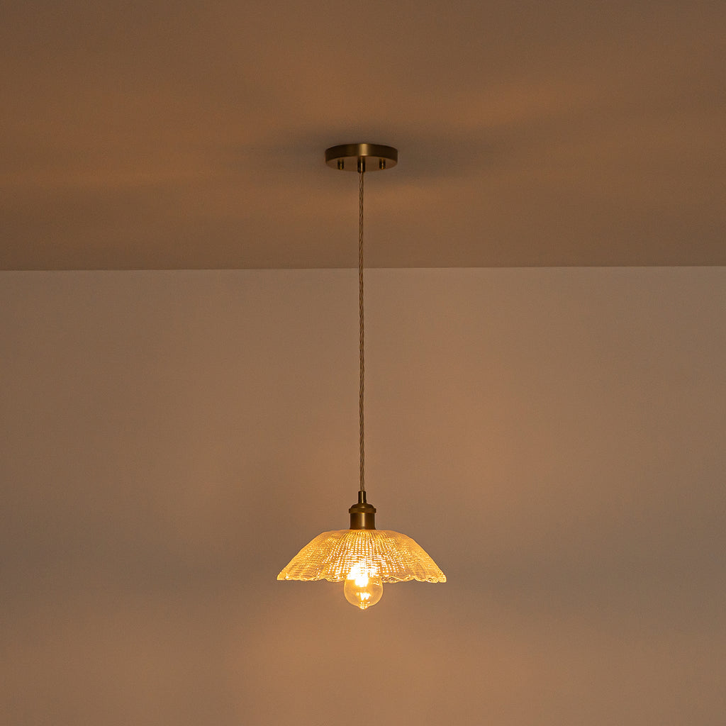 Mini Pendant Light Flared Corn Textured Clear Glass Adjustable Twisted - product image 6 | Zenvolit