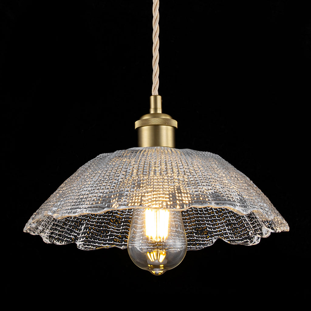 Mini Pendant Light Flared Corn Textured Clear Glass Adjustable Twisted - product image 8 | Zenvolit