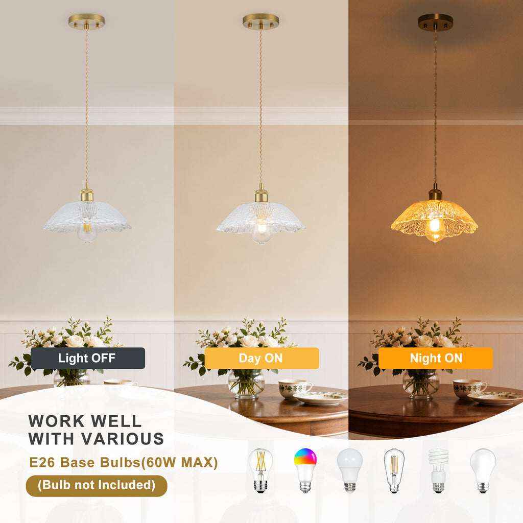 Mini Pendant Light Flared Corn Textured Clear Glass Adjustable Twisted - product image 10 | Zenvolit