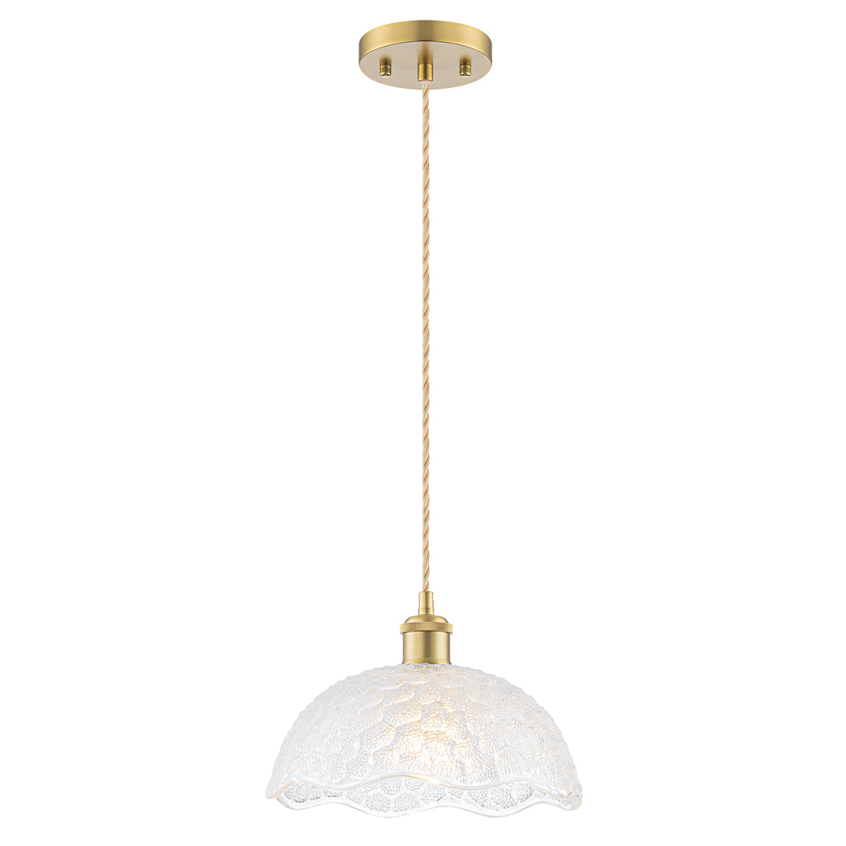 1-Light Gold Dome Pendant Light with Textured Glass Shade - product image 2 | Zenvolit