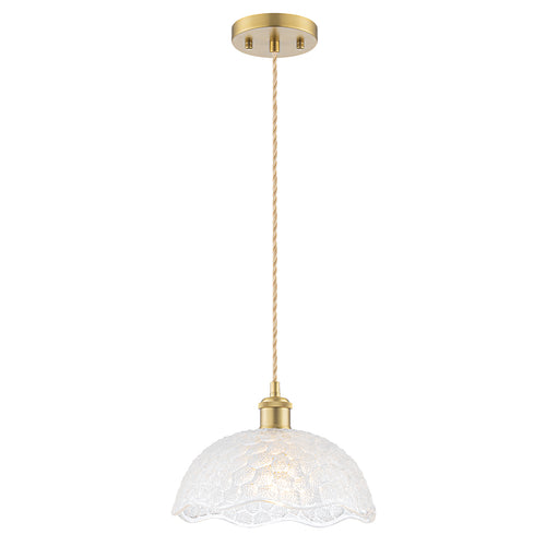 1-Light Gold Dome Pendant Light with Textured Glass Shade - product image 2 | Zenvolit