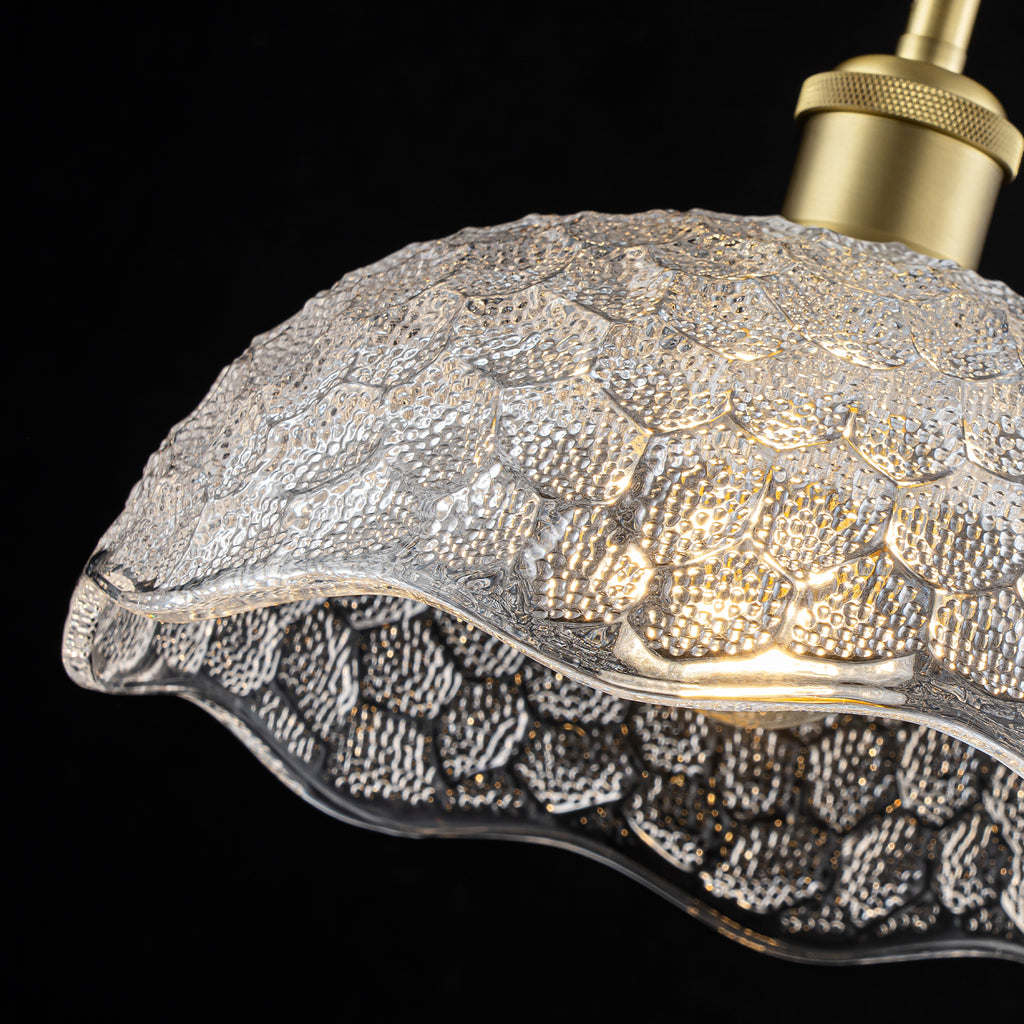 1-Light Gold Dome Pendant Light with Textured Glass Shade - product image 4 | Zenvolit