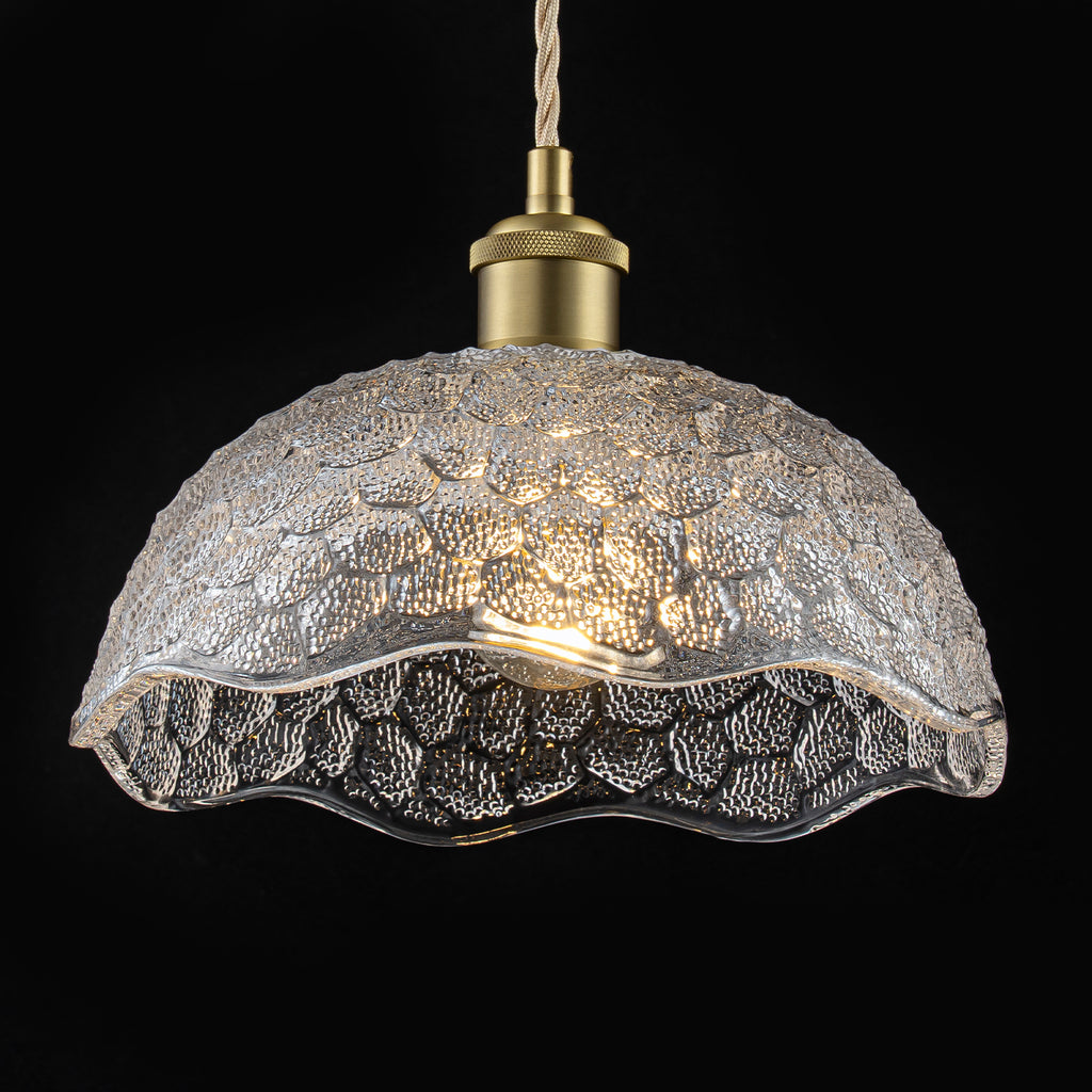 1-Light Gold Dome Pendant Light with Textured Glass Shade - product image 5 | Zenvolit