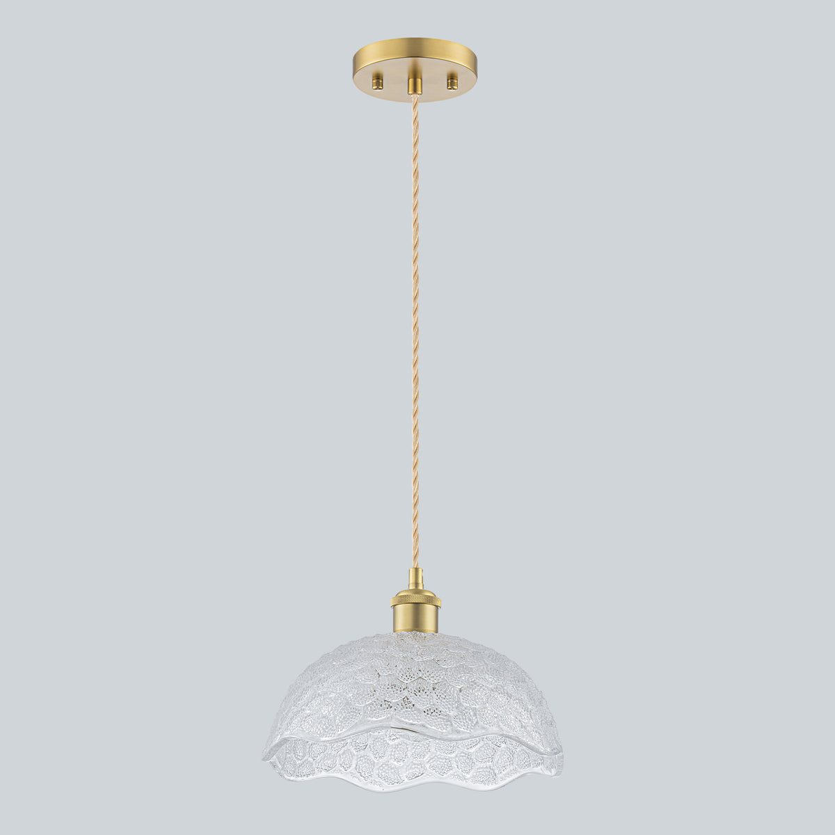 1-Light Gold Dome Pendant Light with Textured Glass Shade - product image 7 | Zenvolit