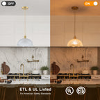 1-Light Gold Dome Pendant Light with Textured Glass Shade - product image 9 | Zenvolit