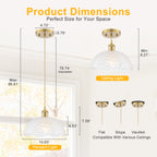 1-Light Gold Dome Pendant Light with Textured Glass Shade - product image 10 | Zenvolit