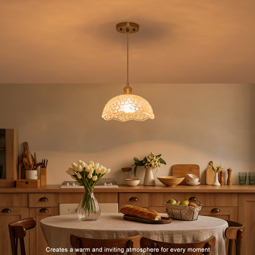 1-Light Gold Dome Pendant Light with Textured Glass Shade - product image 12 | Zenvolit