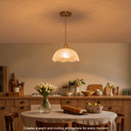 1-Light Gold Dome Pendant Light with Textured Glass Shade - product image 12 | Zenvolit
