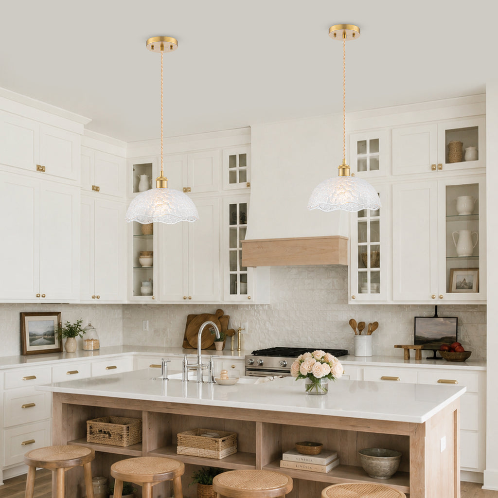 1-Light Gold Dome Pendant Light with Textured Glass Shade - product image 14 | Zenvolit