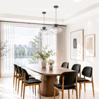 Matte Black Pendant Light Hanging Island Clear Ribbed Glass Shade - product image 1 | Zenvolit