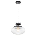 Matte Black Pendant Light Hanging Island Clear Ribbed Glass Shade - product image 2 | Zenvolit