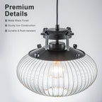 Matte Black Pendant Light Hanging Island Clear Ribbed Glass Shade - product image 6 | Zenvolit