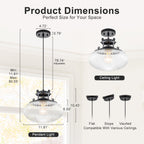 Matte Black Pendant Light Hanging Island Clear Ribbed Glass Shade - product image 9 | Zenvolit