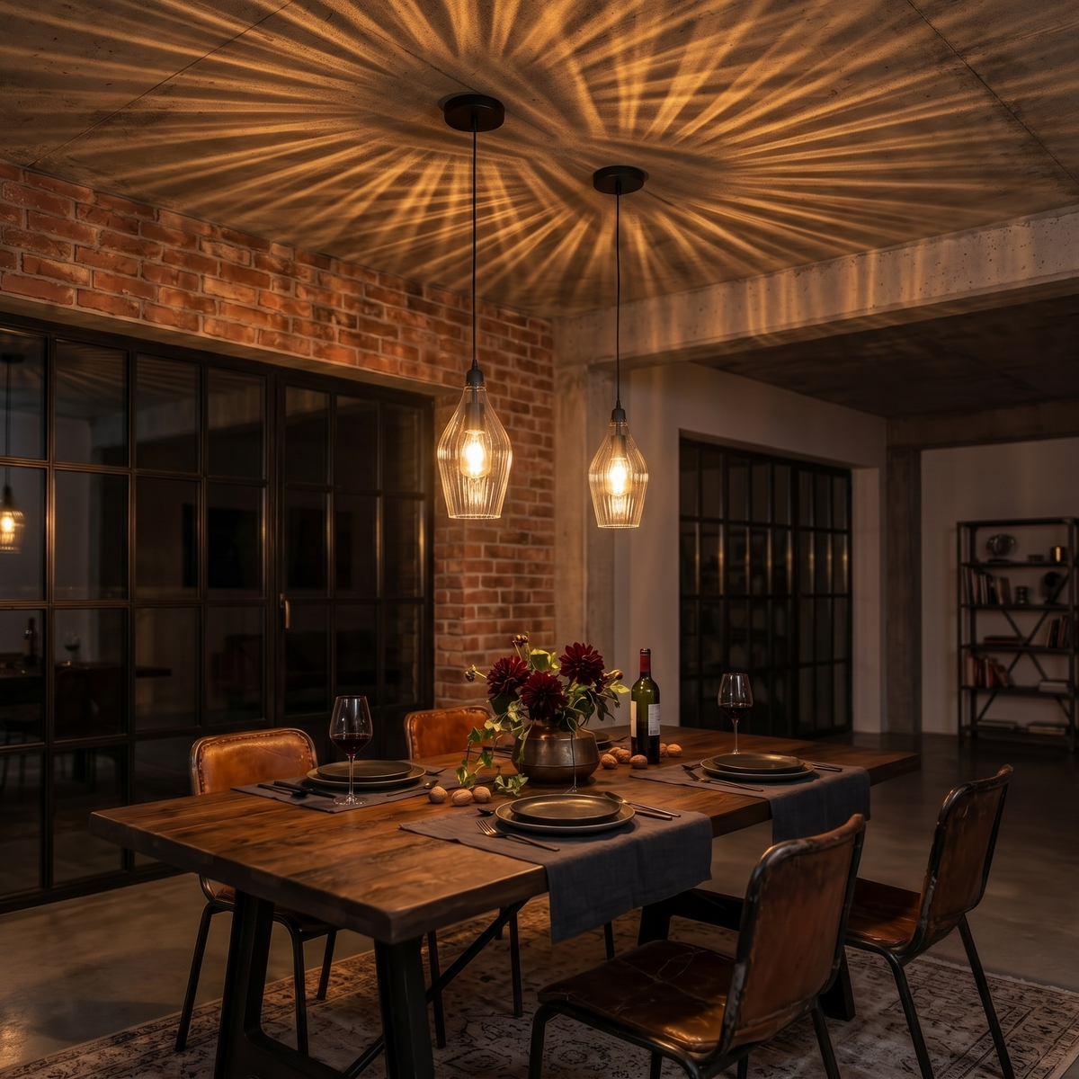 Modern Hanging Pendant Light Ribbed Clear Glass Shade Kitchen Island - product image 4 | Zenvolit